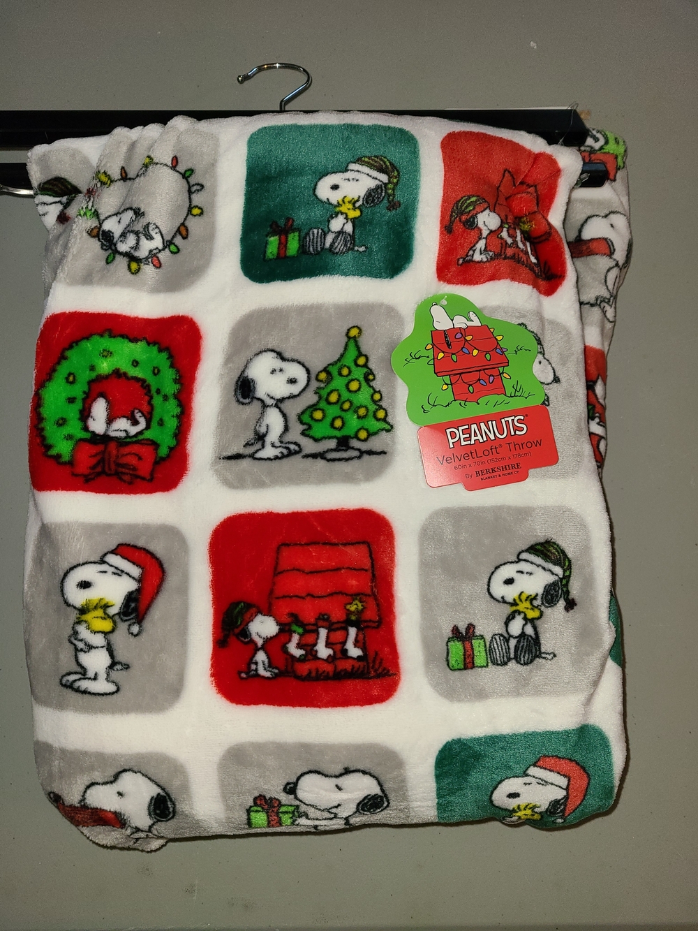 Peanuts Snoopy Holiday VelvetLoft Throw By Berkshire 60x70